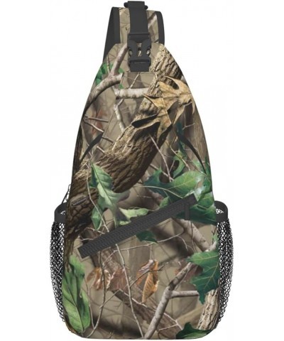 Hardwoods Green Camo Print Trendy Casual Daypack Versatile Crossbody Backpack Shoulder Bag Fashionable Chest Bag Hardwoods Gr...