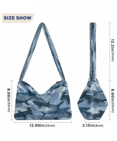 Classic Camouflage Military Texture Crossbody Hobo Purses, Fluffy Tote Shoulder Handbags Purse Military Shark Camouflage $10....