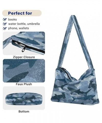 Classic Camouflage Military Texture Crossbody Hobo Purses, Fluffy Tote Shoulder Handbags Purse Military Shark Camouflage $10....