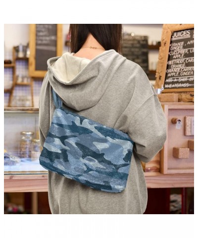 Classic Camouflage Military Texture Crossbody Hobo Purses, Fluffy Tote Shoulder Handbags Purse Military Shark Camouflage $10....