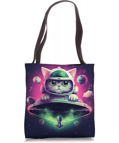 Spaceship Cat galaxy space Cat Alien Kitty Mom Dad Tote Bag $9.92 Totes