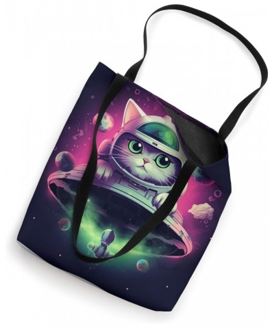 Spaceship Cat galaxy space Cat Alien Kitty Mom Dad Tote Bag $9.92 Totes