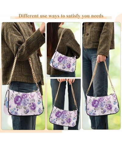 Rainbow Striped Lgbt Flag Cluthes Purse Clutch Bag Handbag with Zipper Retro Purple Flowers $17.66 Shoulder Bags