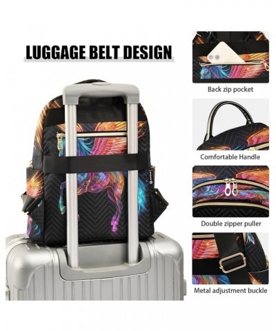 Rainbow Flying Horse Quilted Backpack for Women Shoulder Bags Purse Travel Bag for Daily Nurse Work S Medium $15.50 Backpacks