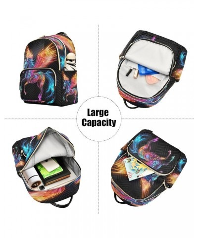 Rainbow Flying Horse Quilted Backpack for Women Shoulder Bags Purse Travel Bag for Daily Nurse Work S Medium $15.50 Backpacks