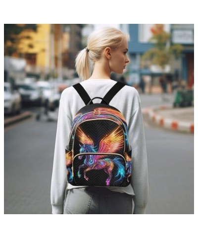 Rainbow Flying Horse Quilted Backpack for Women Shoulder Bags Purse Travel Bag for Daily Nurse Work S Medium $15.50 Backpacks