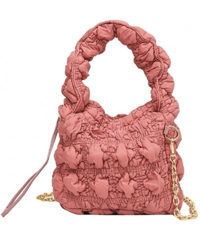 Women Trendy Puffer Shoulder Bag Cloud Bag Quilted Tote Bag Hobo Crossbody Bag Small Handbag Purse Cute B Dark Pink $32.02 Totes