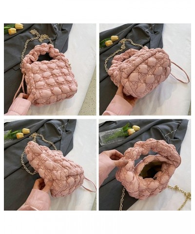 Women Trendy Puffer Shoulder Bag Cloud Bag Quilted Tote Bag Hobo Crossbody Bag Small Handbag Purse Cute B Dark Pink $32.02 Totes