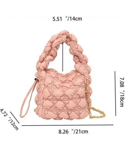 Women Trendy Puffer Shoulder Bag Cloud Bag Quilted Tote Bag Hobo Crossbody Bag Small Handbag Purse Cute B Dark Pink $32.02 Totes