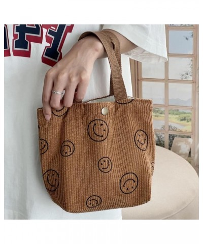 Corduroy Smiley Face Tote Bag for Women with Inner Pocket and Button-Beach Travel Handbag-Party Little Girl Christmas Gift Sm...