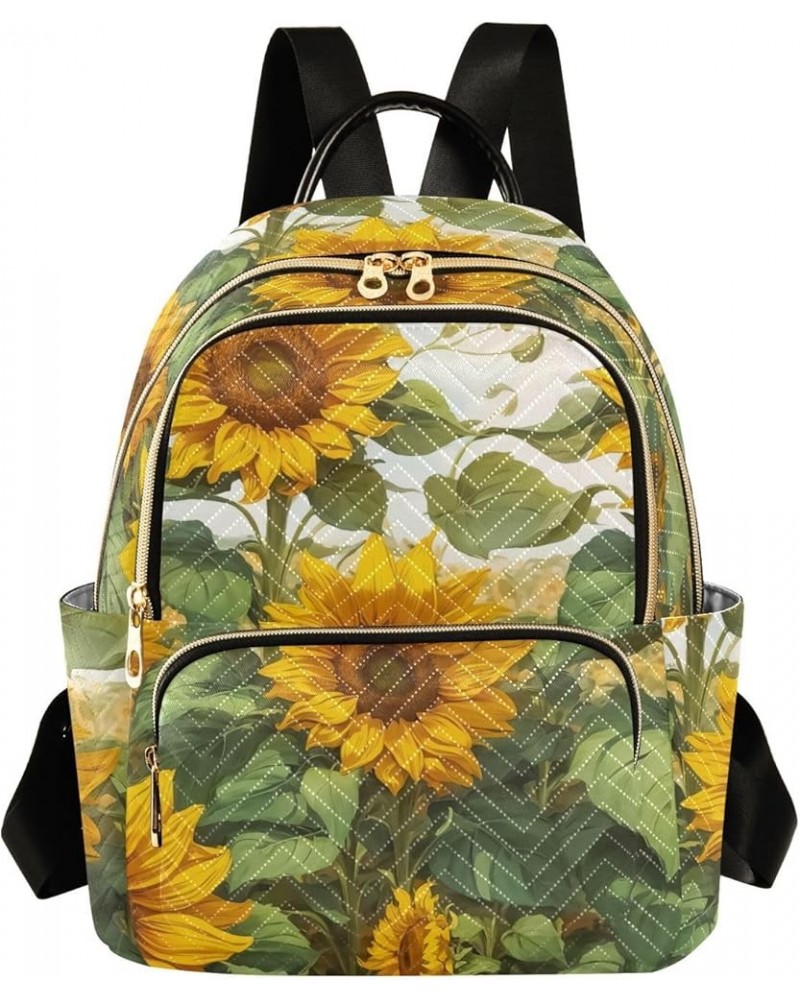 Medium Fashion Backpack for Women Sunflower Drawing Print Ladies Travel Daypack Aesthetic Shoulder Bag 11.4×6.1×14.1 IN $20.5...