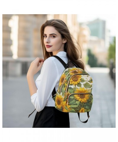 Medium Fashion Backpack for Women Sunflower Drawing Print Ladies Travel Daypack Aesthetic Shoulder Bag 11.4×6.1×14.1 IN $20.5...