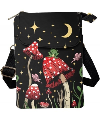 Canvas Cross-body Bags for Women Small Cellphone Purse Shoulder Handbag 0 Mushroom Frog Moon Star $11.54 Crossbody Bags