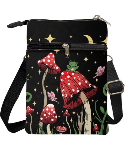 Canvas Cross-body Bags for Women Small Cellphone Purse Shoulder Handbag 0 Mushroom Frog Moon Star $11.54 Crossbody Bags