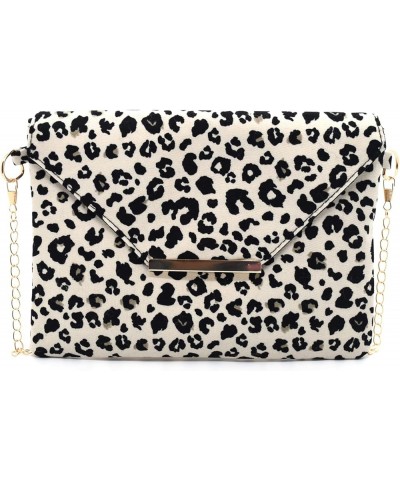 Leopard Envelope Evening Bag Wedding Clutch Purse Handbag for Women Girls Chain Crossbody Shoulder Bag Beige $9.87 Evening Bags