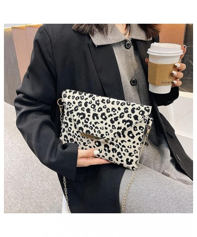 Leopard Envelope Evening Bag Wedding Clutch Purse Handbag for Women Girls Chain Crossbody Shoulder Bag Beige $9.87 Evening Bags