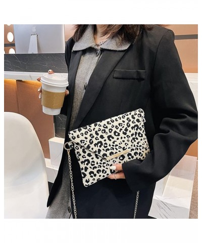 Leopard Envelope Evening Bag Wedding Clutch Purse Handbag for Women Girls Chain Crossbody Shoulder Bag Beige $9.87 Evening Bags