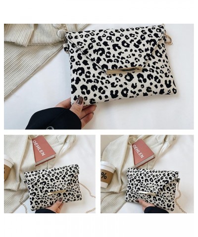 Leopard Envelope Evening Bag Wedding Clutch Purse Handbag for Women Girls Chain Crossbody Shoulder Bag Beige $9.87 Evening Bags