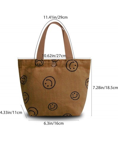 Corduroy Smiley Face Tote Bag for Women with Inner Pocket and Button-Beach Travel Handbag-Party Little Girl Christmas Gift Sm...