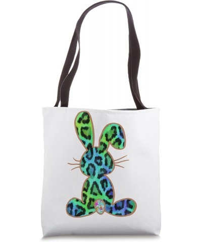 Green Leopard Cheetah Pattern Happy Easter Bunny Tote Bag $14.25 Totes