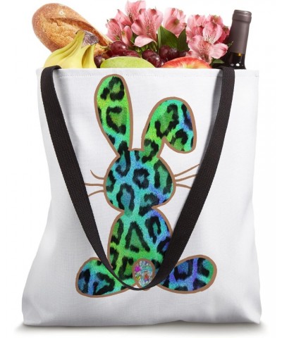 Green Leopard Cheetah Pattern Happy Easter Bunny Tote Bag $14.25 Totes