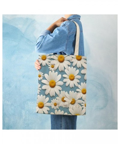 Tote Bag Daisy Flower with White Petals Shopping Tote Bag Tropical Flower Daisy Reusable Casual Bag Totebag-7 $11.01 Totes