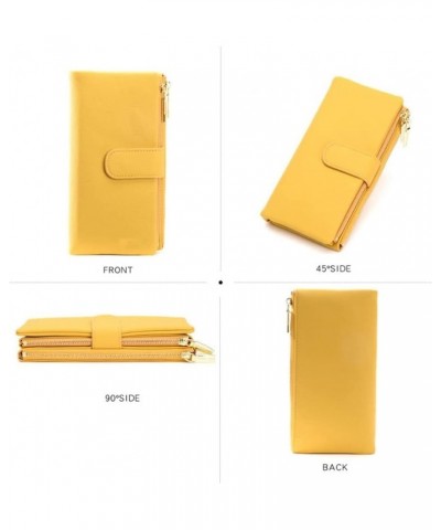 Large Capacity Tri-Fold Women's Wallet Two Zipper Coin Phone Pocket Long Wallet Women's Pu Leather Women's Clutch (Color : F,...