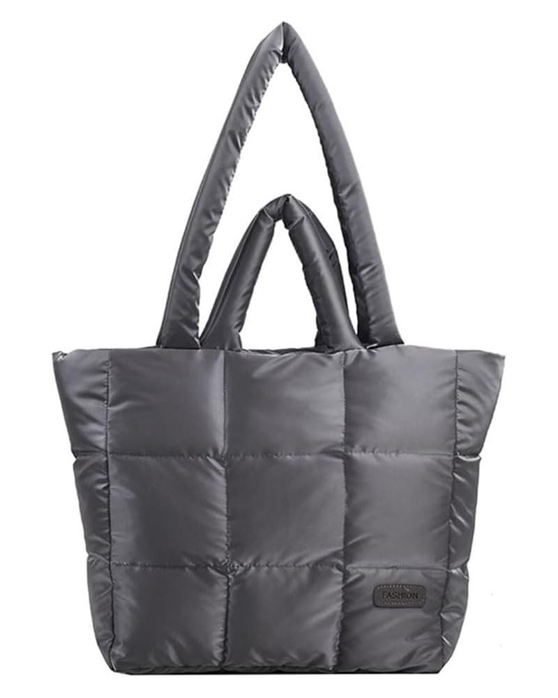 Puffer Tote Bag for Women, Quilted Cotton Padd signer, nter n Padd Shoulr Bag th Adjustable Strap-Blk Section G-grey $12.30 T...