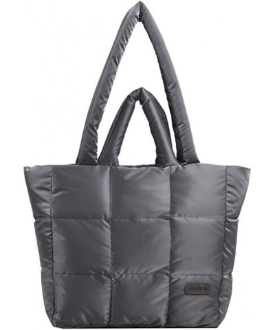 Puffer Tote Bag for Women, Quilted Cotton Padd signer, nter n Padd Shoulr Bag th Adjustable Strap-Blk Section G-grey $12.30 T...