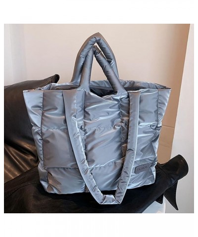 Puffer Tote Bag for Women, Quilted Cotton Padd signer, nter n Padd Shoulr Bag th Adjustable Strap-Blk Section G-grey $12.30 T...