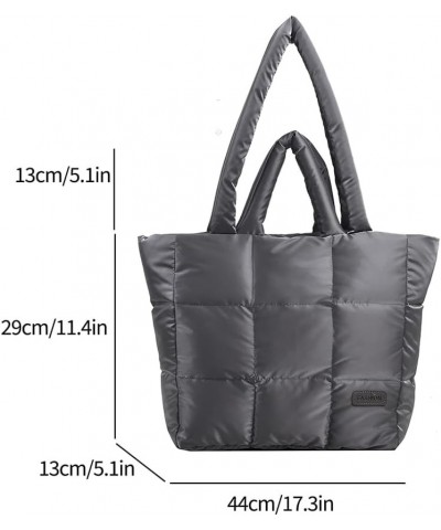 Puffer Tote Bag for Women, Quilted Cotton Padd signer, nter n Padd Shoulr Bag th Adjustable Strap-Blk Section G-grey $12.30 T...