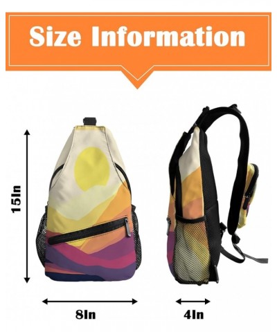 Sling Bag Crossbody Bag for Women Men Abstract Watercolor Golden Stripe Pink Flower Waterproof Hiking Backpack Lightweight Ch...