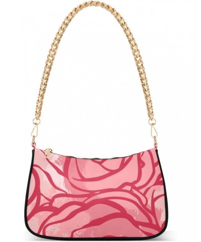 Women's Chain Straps Shoulder Bag-Pink and Red Rose ，Small Handbag Purse,Gold Chain Clutch $21.59 Shoulder Bags