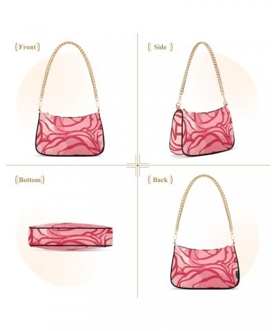 Women's Chain Straps Shoulder Bag-Pink and Red Rose ，Small Handbag Purse,Gold Chain Clutch $21.59 Shoulder Bags