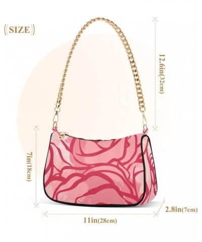 Women's Chain Straps Shoulder Bag-Pink and Red Rose ，Small Handbag Purse,Gold Chain Clutch $21.59 Shoulder Bags