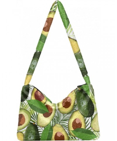 Avocado Tropical Leaves Shoulder Tote Bags for Women Furry Crossbody bag Hobo Handbag Purses for Travel College Work $12.17 T...