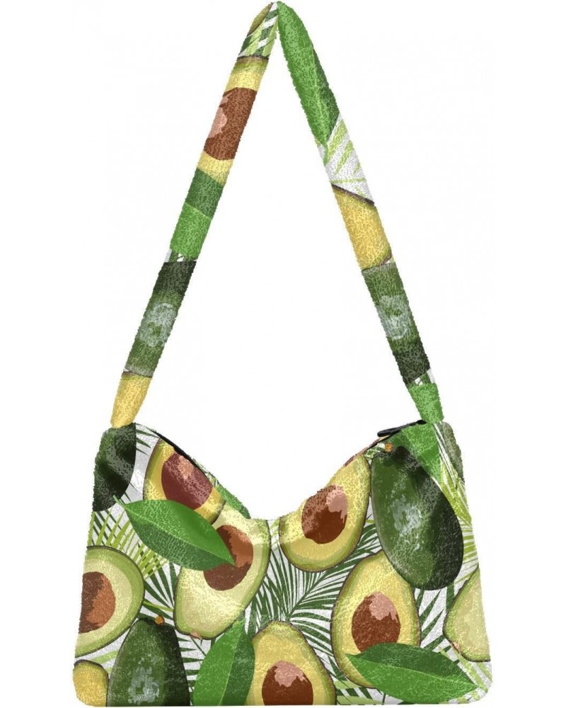 Avocado Tropical Leaves Shoulder Tote Bags for Women Furry Crossbody bag Hobo Handbag Purses for Travel College Work $12.17 T...