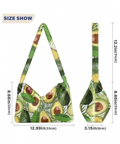 Avocado Tropical Leaves Shoulder Tote Bags for Women Furry Crossbody bag Hobo Handbag Purses for Travel College Work $12.17 T...