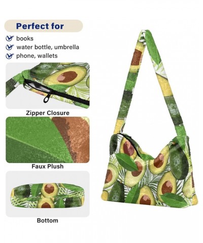 Avocado Tropical Leaves Shoulder Tote Bags for Women Furry Crossbody bag Hobo Handbag Purses for Travel College Work $12.17 T...