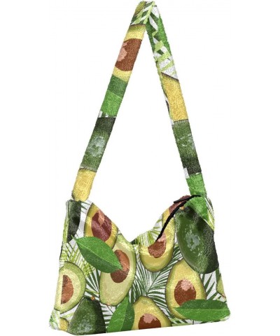 Avocado Tropical Leaves Shoulder Tote Bags for Women Furry Crossbody bag Hobo Handbag Purses for Travel College Work $12.17 T...