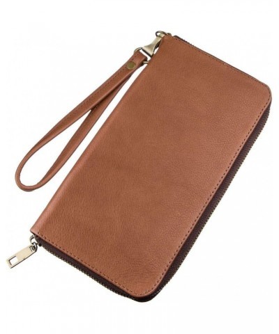 Big Checkbook Holder - Mens Clutch - Long Light Brown Leather Bifold Wallet for Men 19122 $43.24 Wallets