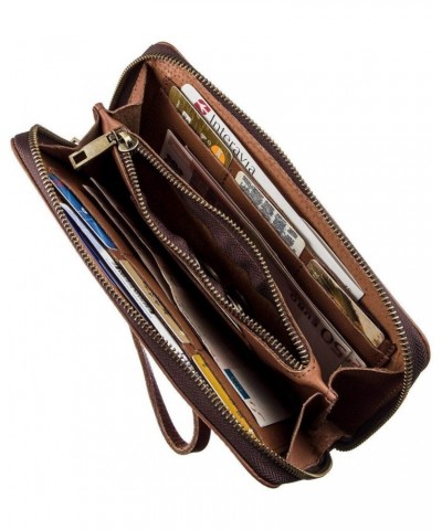 Big Checkbook Holder - Mens Clutch - Long Light Brown Leather Bifold Wallet for Men 19122 $43.24 Wallets