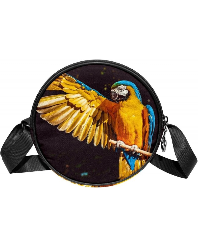 Parrot Bird Crossbody Bag for Women Teen Girls Round Canvas Shoulder Bag Purse Tote Handbag Bag $11.59 Totes