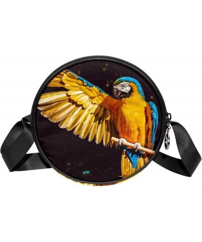 Parrot Bird Crossbody Bag for Women Teen Girls Round Canvas Shoulder Bag Purse Tote Handbag Bag $11.59 Totes