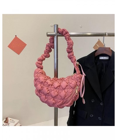 Ruched Quilted Satchel Bags Women Shopper Purse Solid Messenger Bag Chest Bag Tote Bag Crossbody Bag Rose Red $9.08 Totes