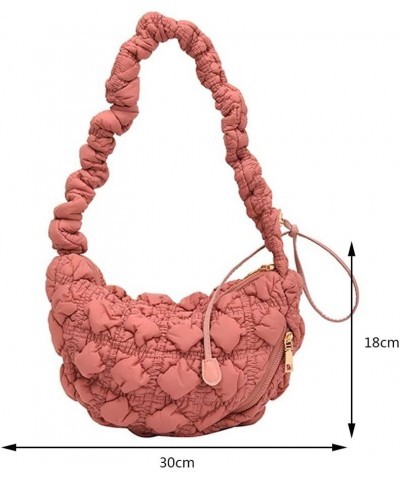 Ruched Quilted Satchel Bags Women Shopper Purse Solid Messenger Bag Chest Bag Tote Bag Crossbody Bag Rose Red $9.08 Totes