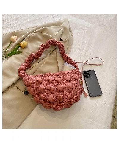 Ruched Quilted Satchel Bags Women Shopper Purse Solid Messenger Bag Chest Bag Tote Bag Crossbody Bag Rose Red $9.08 Totes