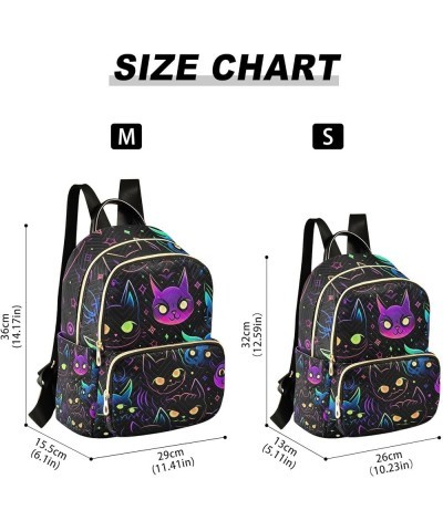 Neon Cats With Colorful Eyes And Galaxy Fashion Backpacks, Sturdy Women's Backpack, Women Adult Backpack, S Neon Cats With Co...