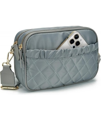 Crossbody Bags for Women Quilted Nylon Travel Shoulder Purse Grey-730 $15.65 Crossbody Bags