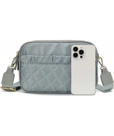 Crossbody Bags for Women Quilted Nylon Travel Shoulder Purse Grey-730 $15.65 Crossbody Bags